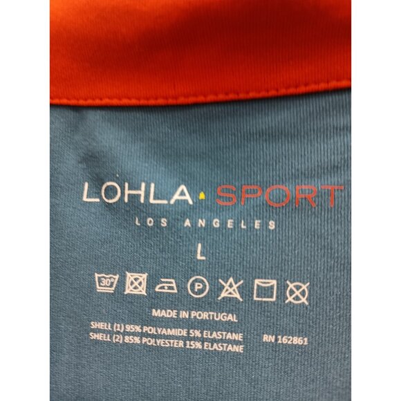 LOHLA Sport Womens Activewear Top Large Blue White 1/4 Zip Pullover Long Sleeve - Picture 3 of 6